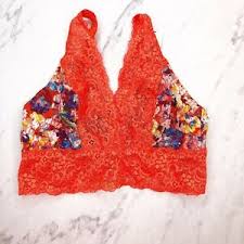 Details About Soma Bralette Lace Plunge Bra Artistic Floral Orange Size S Small Nwt New