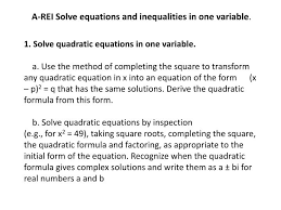 a rei solve equations and inequalities