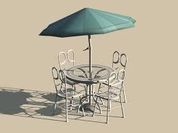 Patio Table Chairs And Umbrella 3d