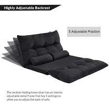 25 00 In Wide Armless Polyester Modern Rectangle Reclining Foldable Straight Shaped Sofa With 2 Pillow In Black