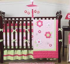 pink and green flower baby bedding 9