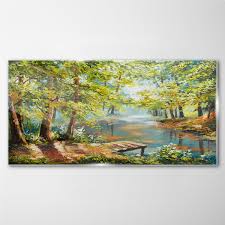 Painting Nature Forest River Glass