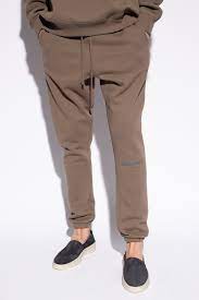 brown sweatpants with logo fear of