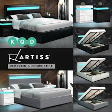 Artiss Bed Frame Rgb Led Bedside Tables