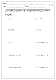 Simplifying Radicals Worksheets Math