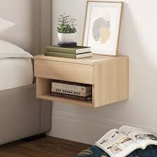 Nathan James Jackson Modern Floating Bedside Nightstand With Drawer 1 Light Oak