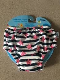 I Play Baby Size 6month Swim Diaper Navy With Pink Starfish