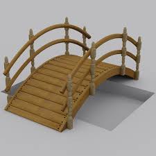 small wooden garden bridge 3d max