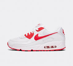A foam medium sole with max air element in the heel provides maximum impact protection. Nike Air Max 90 Essential Trainer White Red Footasylum