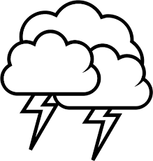 Meteorology symbols and weather thin line vector image. Black And White Weather Forecast Icon For Thunder Vector Graphics Public Domain Vectors