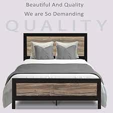 Find a bed frame that complements your style. Allewie Full Size Metal Platform Bed Frame With Wooden Headboard And Metal Slats Rustic Country Style Mattress Farmhouse Goals