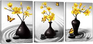3 Pieces Spa Canvas Wall Art Yellow And
