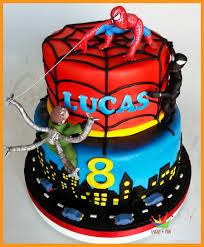 Spiderman birthday cake spiderman torte. Spiderman Protects His Cake From Octoman And Black Spiderman Cakecentral Com