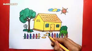Vẽ Tranh Ngôi Nhà Của Em - Cách vẽ ngôi nhà đơn giản - Vẽ tranh ngôi nh...