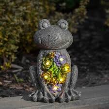 Solar Powered Garden Statue Frog Night