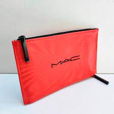 mac red double zip makeup bag case