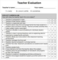 Student Evaluation Template Teacher Evaluation Teacher