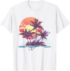 retro palm trees beach sunset tropical