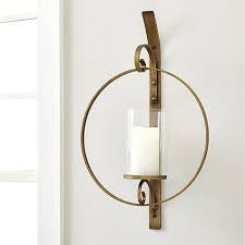 round brass glass candle wall sconce