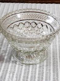 Clear Glass Diamond Pattern Compote