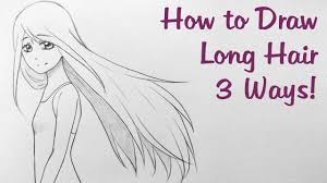 how to draw manga long hair 3 ways