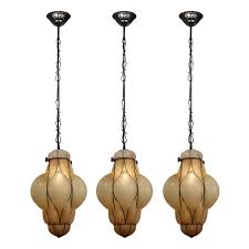 Vintage Pendant Lights With Blown Glass Shades