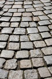 cobblestone paving on old road