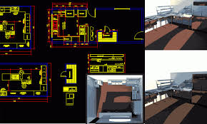 design industrial kitchen dwg block for