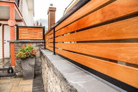 Wood Privacy Screen On Stone Wall