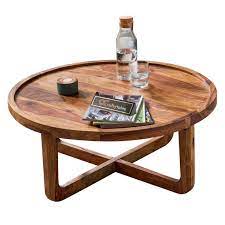 Solid Wood Curved Coffee Table Indian