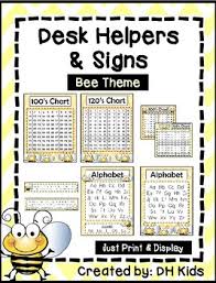 Desk Helpers Signs Letters Number Charts Bee Theme