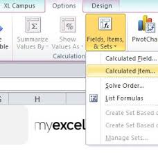 pivot table calculated item myexcel