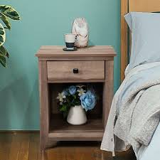 Jaxsunny Farmhouse Nightstand Bedside Table With Drawer And Shelf Wood Storage Cabinet