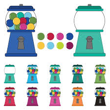 gumball machines colorful full set clipart