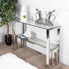 Harvey Chrome And Glass Console Table