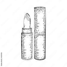 hand drawn lipstick detailed sketch of