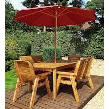 Six Seater Garden Table Bench Set Red