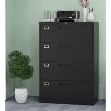 mlezan 4 drawer lateral cabinet black