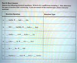 Balancing Chemical Equations And