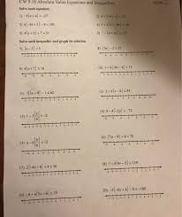Solved 9 16 Absolute Value Equations