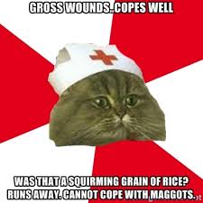 Gross wounds..copes well Was that a squirming grain of rice? Runs ... via Relatably.com