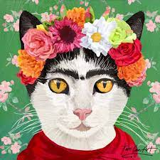 Frida Cat Wall Art Giclee On Canvas Or