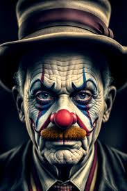 old male clown with sad look without