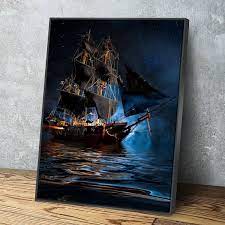 Pirate Ship Dark Sea Battle Canvas Wall