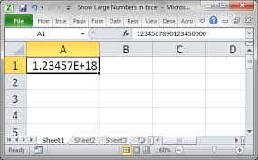 large numbers in excel