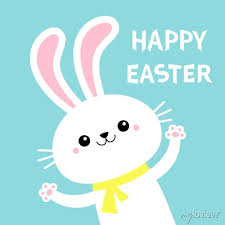 Happy Easter Cute Bunny Rabbit Waving