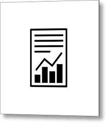 Report Text File Icon Document With Chart Symbol Metal Print