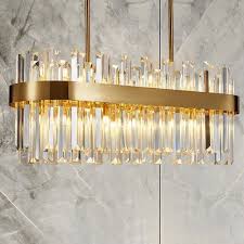 Gold Oval Chandelier Light Traditional Crystal Block 6 8 Heads Dining Room Hanging Ceiling Light Beautifulhalo Com
