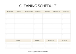printable cleaning schedule templates