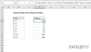 Excel Formula Convert Feet And Inches To Inches Exceljet